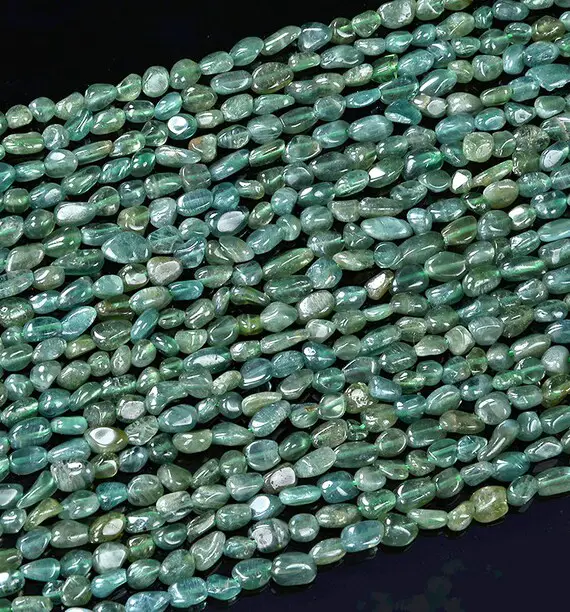 6-8mm Natural Green Apatite Gemstone Pebble Nugget Loose Beads (d186)