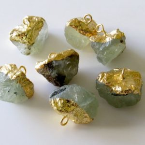Shop Apatite Chip & Nugget Beads! Raw Apatite Electroplated Connector, Single Loop, Raw Gemstone Connectors, Apatite Rough, 5 Pieces, 18mm To 20mm Approx, SKU-5751 | Natural genuine chip Apatite beads for beading and jewelry making.  #jewelry #beads #beadedjewelry #diyjewelry #jewelrymaking #beadstore #beading #affiliate #ad