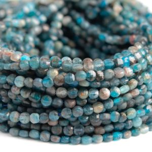 Shop Apatite Faceted Beads! Natural Blue Apatite Gemstone Grade AB Faceted Flat Round Button 4x2mm Loose Beads | Natural genuine faceted Apatite beads for beading and jewelry making.  #jewelry #beads #beadedjewelry #diyjewelry #jewelrymaking #beadstore #beading #affiliate #ad