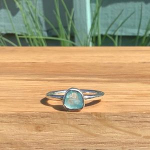 Shop Apatite Rings! Raw Apatite Silver Ring, Women’s Blue Gemstone Jewellery, Gift for Girlfriend or Sister | Natural genuine Apatite rings, simple unique handcrafted gemstone rings. #rings #jewelry #shopping #gift #handmade #fashion #style #affiliate #ad
