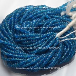 Shop Apatite Rondelle Beads! 13 Inches Strand,Natural Neon Blue Apatite Smooth Rondelle,Size 3.5-4mm | Natural genuine rondelle Apatite beads for beading and jewelry making.  #jewelry #beads #beadedjewelry #diyjewelry #jewelrymaking #beadstore #beading #affiliate #ad