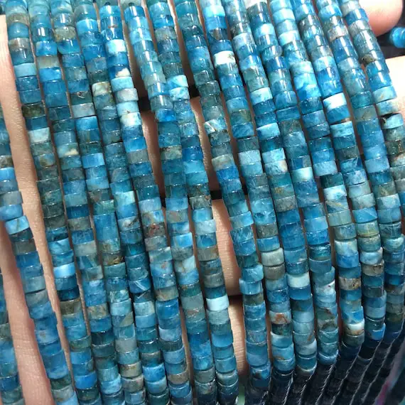 2x4mm Blue Apatite Stone Beads, Natural Gemstone Beads, Rondelle Beads For Jewelry Making 15''