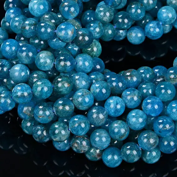 5-6mm Natural Apatite Gemstone Grade Aa Round Beads 7.5 Inch Half Strand (80008204 H-d26)