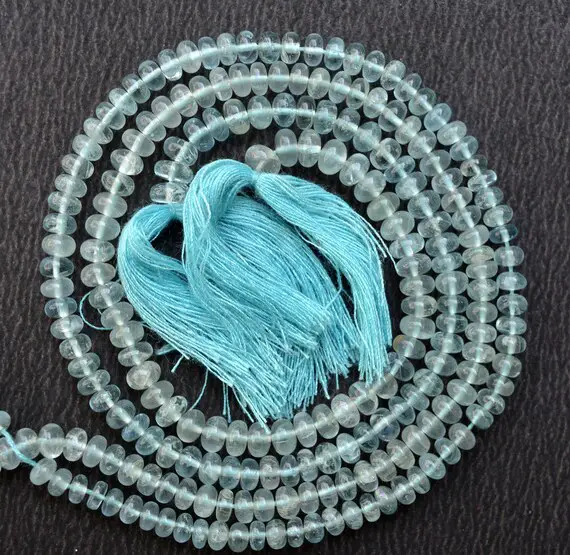 Aquamarine Round Beads, Aquamarine Rondelles, Smooth Round Gemstone, Necklace Beads, 4.5mm - 6mm, Blue Color Beads, 14" Strand #pp4249