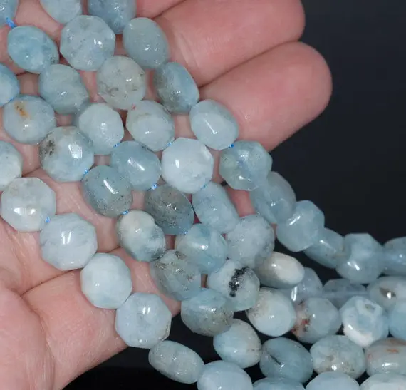 10mm  Aquamarine Gemstone Grade Aa Hexagon Loose Beads 15.5 Inch Full Strand (80001411-a106)
