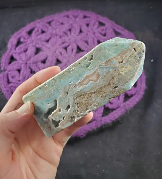 Blue Aragonite Polished Point Obelisk Crystals Magick Stones New Find Starseed Vugs Blue Pakistan