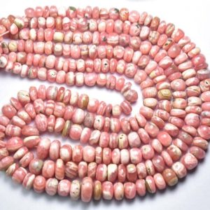 Shop Rhodochrosite Rondelle Beads! Argentina Rhodochrosite Rondelle Beads –  9 inches – Natural Beautiful Smooth Rhodochrosite Rondelle – Size is 6 – 9 mm #692 | Natural genuine rondelle Rhodochrosite beads for beading and jewelry making.  #jewelry #beads #beadedjewelry #diyjewelry #jewelrymaking #beadstore #beading #affiliate #ad