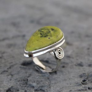 Shop Serpentine Rings! Atlantisite Ring, 925 Sterling Silver, Serpentine Ring, Tasmanite, Handmade Ring, Gemstone Ring, Anniversary Gift, Gift For Her | Natural genuine Serpentine rings, simple unique handcrafted gemstone rings. #rings #jewelry #shopping #gift #handmade #fashion #style #affiliate #ad