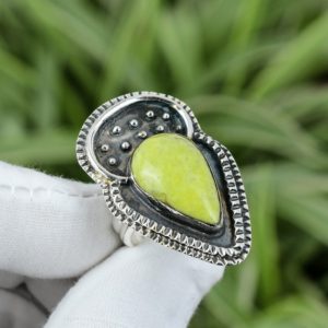 Shop Serpentine Rings! Australian Serpentine Ring 925 Sterling Silver Ring Ring Size 8 Wonderful Gemstone Ring Handmade Unique Ring Silver Jewelry Anniversary Gift | Natural genuine Serpentine rings, simple unique handcrafted gemstone rings. #rings #jewelry #shopping #gift #handmade #fashion #style #affiliate #ad