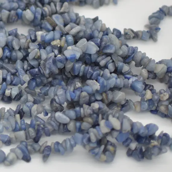 Natural Blue Aventurine Semi-precious Gemstone Chips Nuggets Beads - 5mm - 8mm, 32" Strand
