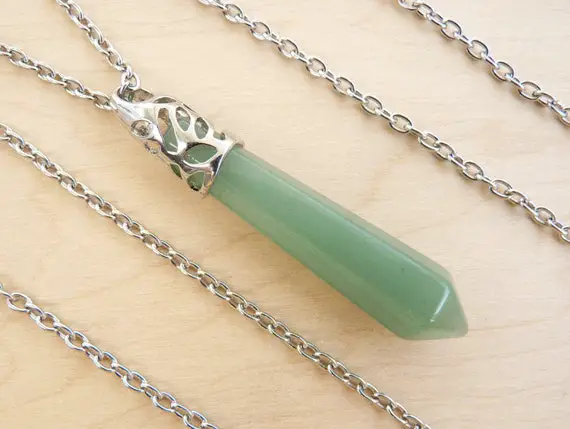 Green Aventurine Necklace Natural Aventurine Pendant Long Necklace Healing Crystal Necklace For Women Necklace Gemstone Necklace Green Stone
