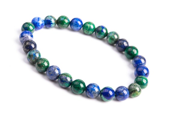 Azurite Gemstone Beads 7-8mm Green & Blue Round Aaa Quality Loose Beads (106613h-2018)