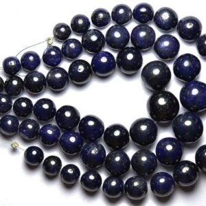 Shop Sapphire Round Beads! Big Sapphire Round Bead Strand – 7.5 inches – Natural Amazing Smooth Dark Blue Sapphire Round Stone – Size is 8-11 mm #1906 | Natural genuine round Sapphire beads for beading and jewelry making.  #jewelry #beads #beadedjewelry #diyjewelry #jewelrymaking #beadstore #beading #affiliate #ad