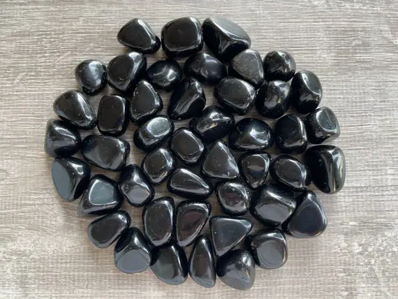 Black Obsidian Tumbled Stones, 0.75-1 Inch Tumbled Black Obsidian Stones, Black Obsidian Crystals, Healing Crystals, Wholesale Bulk Lot