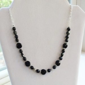 Shop Rainbow Obsidian Necklaces! Black onyx and rainbow obsidian necklace | Natural genuine Rainbow Obsidian necklaces. Buy crystal jewelry, handmade handcrafted artisan jewelry for women.  Unique handmade gift ideas. #jewelry #beadednecklaces #beadedjewelry #gift #shopping #handmadejewelry #fashion #style #product #necklaces #affiliate #ad