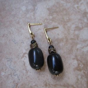 Black Post Earrings | Rainbow Obsidian | 18k Gold-Plated Sterling Silver | Natural genuine Rainbow Obsidian earrings. Buy crystal jewelry, handmade handcrafted artisan jewelry for women.  Unique handmade gift ideas. #jewelry #beadedearrings #beadedjewelry #gift #shopping #handmadejewelry #fashion #style #product #earrings #affiliate #ad