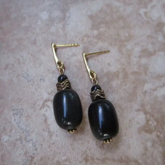 Black Post Earrings | Rainbow Obsidian | 18k Gold-plated Sterling Silver