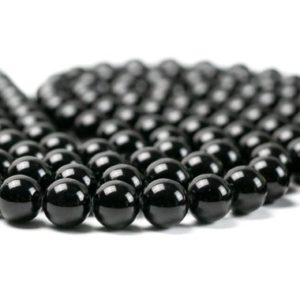 Shop Black Tourmaline Round Beads! Black Tourmaline Round Beads 15" Full Strand 4mm 6mm 8mm 10mm Black Gemstone Beads | Natural genuine round Black Tourmaline beads for beading and jewelry making.  #jewelry #beads #beadedjewelry #diyjewelry #jewelrymaking #beadstore #beading #affiliate #ad