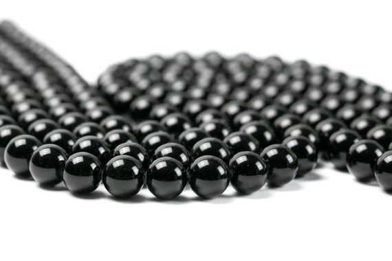 Black Tourmaline Round Beads 15" Full Strand 4mm 6mm 8mm 10mm Black Gemstone Beads