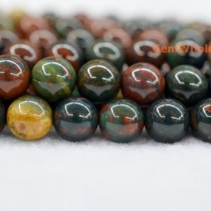 Shop Bloodstone Round Beads! 15.5" 8mm Natural Indian bloodstone round beads, Indian blood stone beads, green red multi color semi-preciouse stone beads, | Natural genuine round Bloodstone beads for beading and jewelry making.  #jewelry #beads #beadedjewelry #diyjewelry #jewelrymaking #beadstore #beading #affiliate #ad