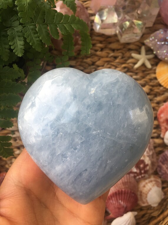 Blue Calcite Heart, Blue Calcite Stone, Blue Calcite Crystal, Natural Blue Calcite, Polished Blue Calcite, Crystal Heart, Healing Crystal
