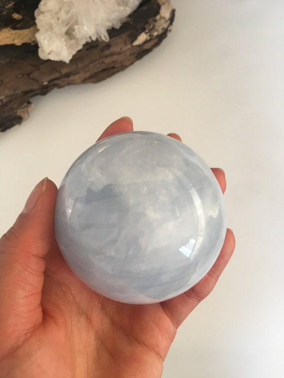 Large Blue Calcite Sphere, Blue Calcite, Polished Blue Calcite, Crystal Ball