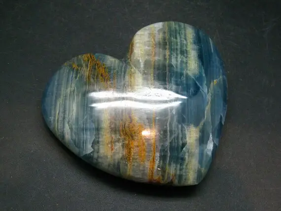 Nice Lemurian Aquatine Blue Calcite Heart  From Argentina - 3.4" - 246.8 Grams
