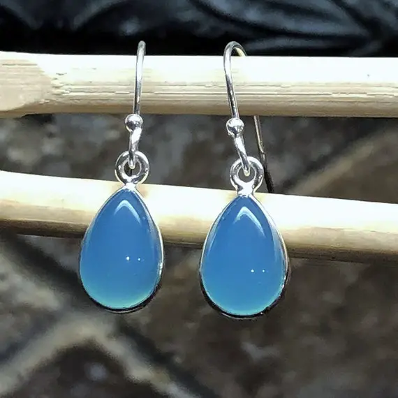 Attractive 925 Sterling Silver Blue Chalcedony Earrings, Gemstone Earrings, Birthstone Earrings, Gift Earrings, Gift For Her, Stone Jewelry,