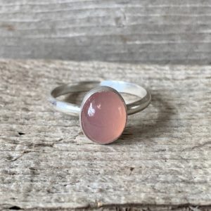 Soft Elegant Romantic Pink or Aqua Blue Oval Chalcedony Sterling Silver Ring | Pink Chalcedony Ring | Blue Chalcedony Ring | Solitaire Ring | Natural genuine Blue Chalcedony rings, simple unique handcrafted gemstone rings. #rings #jewelry #shopping #gift #handmade #fashion #style #affiliate #ad