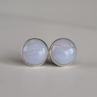 Blue Lace Agate 10mm Sterling Silver Stud Earrings Pair | Natural genuine Gemstone jewelry. Buy crystal jewelry, handmade handcrafted artisan jewelry for women.  Unique handmade gift ideas. #jewelry #beadedjewelry #beadedjewelry #gift #shopping #handmadejewelry #fashion #style #product #jewelry #affiliate #ad