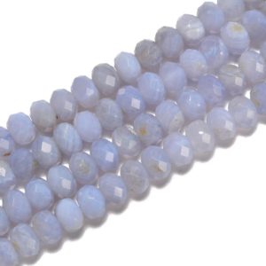 Shop Blue Lace Agate Beads! Natural Blue Lace Agate Faceted Rondelle Beads Size 4x6mm 5x7mm 15.5'' Strand | Natural genuine beads Blue Lace Agate beads for beading and jewelry making.  #jewelry #beads #beadedjewelry #diyjewelry #jewelrymaking #beadstore #beading #affiliate #ad