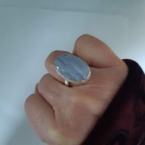Shop Blue Lace Agate Rings! Blue lace agate ring, size 9, 92.5 sterling silver, oval unique handmade ring | Natural genuine Blue Lace Agate rings, simple unique handcrafted gemstone rings. #rings #jewelry #shopping #gift #handmade #fashion #style #affiliate #ad
