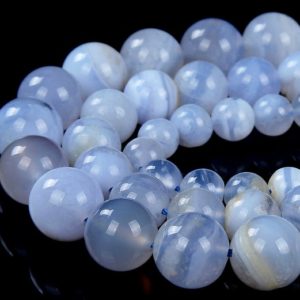 Shop Blue Lace Agate Round Beads! Natural Chalcedony Blue Lace Agate Gemstone Grade AA Round 8MM 9MM 10MM 11MM Loose Beads BULK LOT 1,2,6,12 and 50 (D267) | Natural genuine round Blue Lace Agate beads for beading and jewelry making.  #jewelry #beads #beadedjewelry #diyjewelry #jewelrymaking #beadstore #beading #affiliate #ad