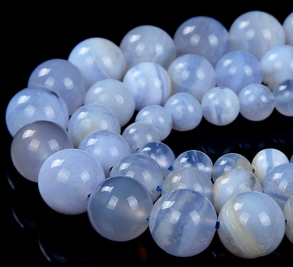 Natural Chalcedony Blue Lace Agate Gemstone Grade Aa Round 8mm 9mm 10mm 11mm Loose Beads Bulk Lot 1,2,6,12 And 50 (d267)