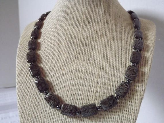 Brown Snowflake And Hematite Necklace