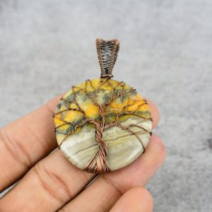 Tree of Life Bumblebee Jasper Copper Pendant Copper Wire Wrapped Jasper Gemstone Pendant Copper Jewelry Designer Pendant Gift For Her Mother | Natural genuine Gemstone jewelry. Buy crystal jewelry, handmade handcrafted artisan jewelry for women.  Unique handmade gift ideas. #jewelry #beadedjewelry #beadedjewelry #gift #shopping #handmadejewelry #fashion #style #product #jewelry #affiliate #ad