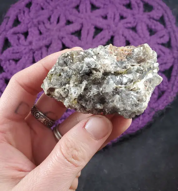 Druzy Calcite Crystal Cluster On Matrix Natural Stones Crystals White Grey Charcas Mexico