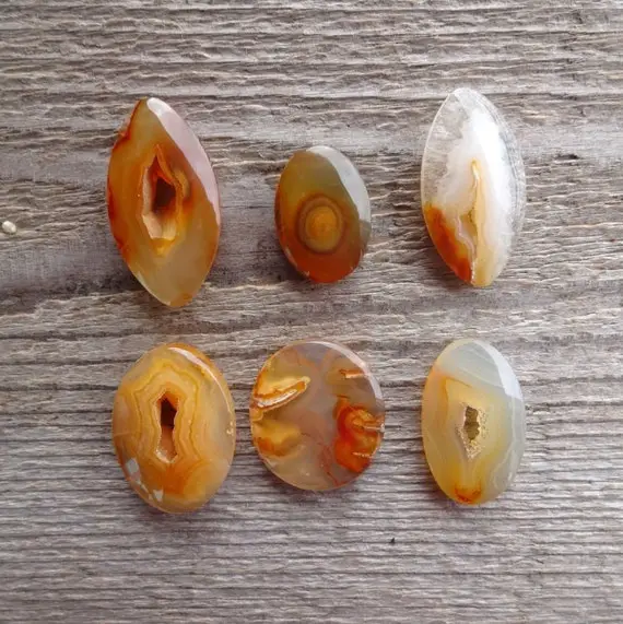 Indonesian Carnelian Chalcedony, Druzy Cabochon, Natural Chalcedony, Smooth Cabochon Gemstone