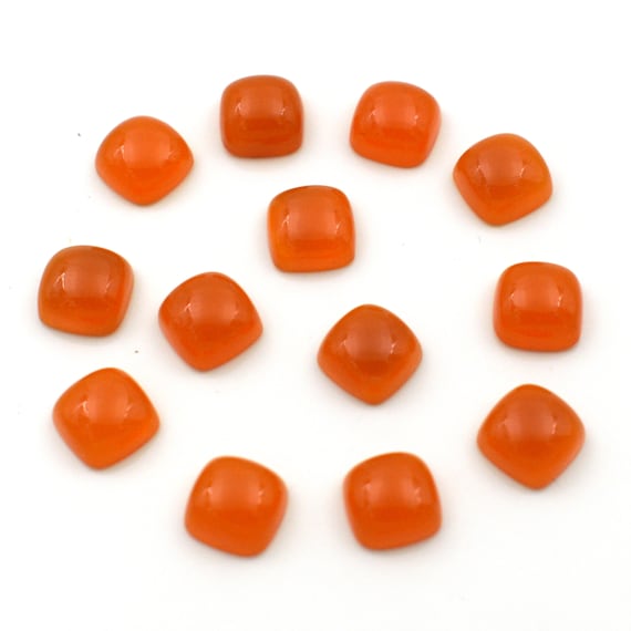Orange Carnelian Cabochon Gemstone 3x3 Mm To 25x25 Mm Cushion Shape Polished Loose Gemstones Lot For Earring Ring Pendant And Jewelry Making