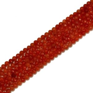 Shop Carnelian Beads! Dark Red Carnelian Faceted Round Beads Size 2mm 4mm 15'' Strand | Natural genuine beads Carnelian beads for beading and jewelry making.  #jewelry #beads #beadedjewelry #diyjewelry #jewelrymaking #beadstore #beading #affiliate #ad