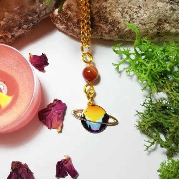 Gold Plated Carnelian Planet Necklace - Confidence - Creativity - Sacral Chakra