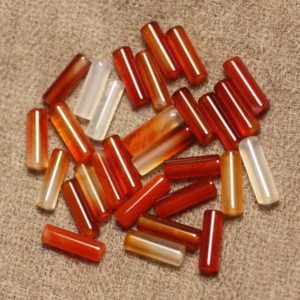 Shop Carnelian Bead Shapes! Fil 39cm 28pc environ – Perles Pierre – Cornaline Colonne Cylindre Tube 13x4mm orange rouge blanc | Natural genuine other-shape Carnelian beads for beading and jewelry making.  #jewelry #beads #beadedjewelry #diyjewelry #jewelrymaking #beadstore #beading #affiliate #ad