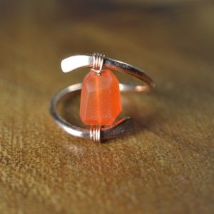 Shop Carnelian Rings! Carnelian Ring in Sterling Silver, 14k Gold Fill // Carnelian Statement Ring // Healing Gemstone Ring // Raw Crystal Ring // Bohochic | Natural genuine Carnelian rings, simple unique handcrafted gemstone rings. #rings #jewelry #shopping #gift #handmade #fashion #style #affiliate #ad