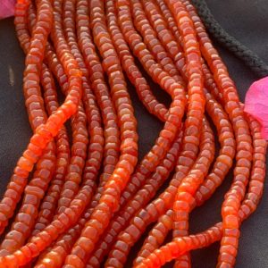 Shop Carnelian Rondelle Beads! Beautiful Carnelian Smooth Tyre Shaped Beads 5.5-6.5 mm, 13 Inches Natural Carnelian Gemstone Beads Orange Carnelian | Natural genuine rondelle Carnelian beads for beading and jewelry making.  #jewelry #beads #beadedjewelry #diyjewelry #jewelrymaking #beadstore #beading #affiliate #ad