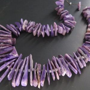 Shop Charoite Chip & Nugget Beads! Charoite Matte Polished Natural Rough Sticks,Nugget,Slice,Raw Stone,12Inches 20X10To8X7MM Approx | Natural genuine chip Charoite beads for beading and jewelry making.  #jewelry #beads #beadedjewelry #diyjewelry #jewelrymaking #beadstore #beading #affiliate #ad
