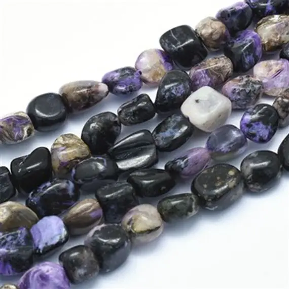 Charoite Nuggets Beads | Grade A | Natural Gemstone Loose Beads | Sold By 15 Inch Strand | Size 6~10x8~14x4~10mm | Hole 0.8mm