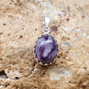 Shop Charoite Pendants! Tiny oval Charoite pendant necklace. Purple Reiki jewelry. 10x8mm stone. Minimalist 925 sterling silver necklaces for women | Natural genuine Charoite pendants. Buy crystal jewelry, handmade handcrafted artisan jewelry for women.  Unique handmade gift ideas. #jewelry #beadedpendants #beadedjewelry #gift #shopping #handmadejewelry #fashion #style #product #pendants #affiliate #ad