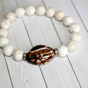 Shop Magnesite Bracelets! Chocolate Crackle Agate, White Turquoise Bracelet, White bracelet, Magnesite bracelet | Natural genuine Magnesite bracelets. Buy crystal jewelry, handmade handcrafted artisan jewelry for women.  Unique handmade gift ideas. #jewelry #beadedbracelets #beadedjewelry #gift #shopping #handmadejewelry #fashion #style #product #bracelets #affiliate #ad