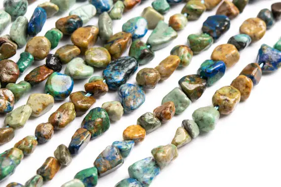 Chrysocolla Gemstone Beads 4-8x3-5mm Multicolor Pebble Chips A Quality Loose Beads (118787)