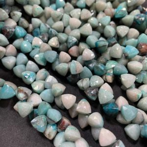 Shop Chrysocolla Bead Shapes! Beautiful Natural Chrysocolla Trillion Cut Briolettes Beads Strand, 7.5-8 MM Graduated Chrysocolla Beads, 8 Inches Long Strand | Natural genuine other-shape Chrysocolla beads for beading and jewelry making.  #jewelry #beads #beadedjewelry #diyjewelry #jewelrymaking #beadstore #beading #affiliate #ad